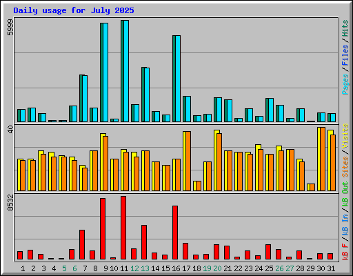 Daily usage for July 2025